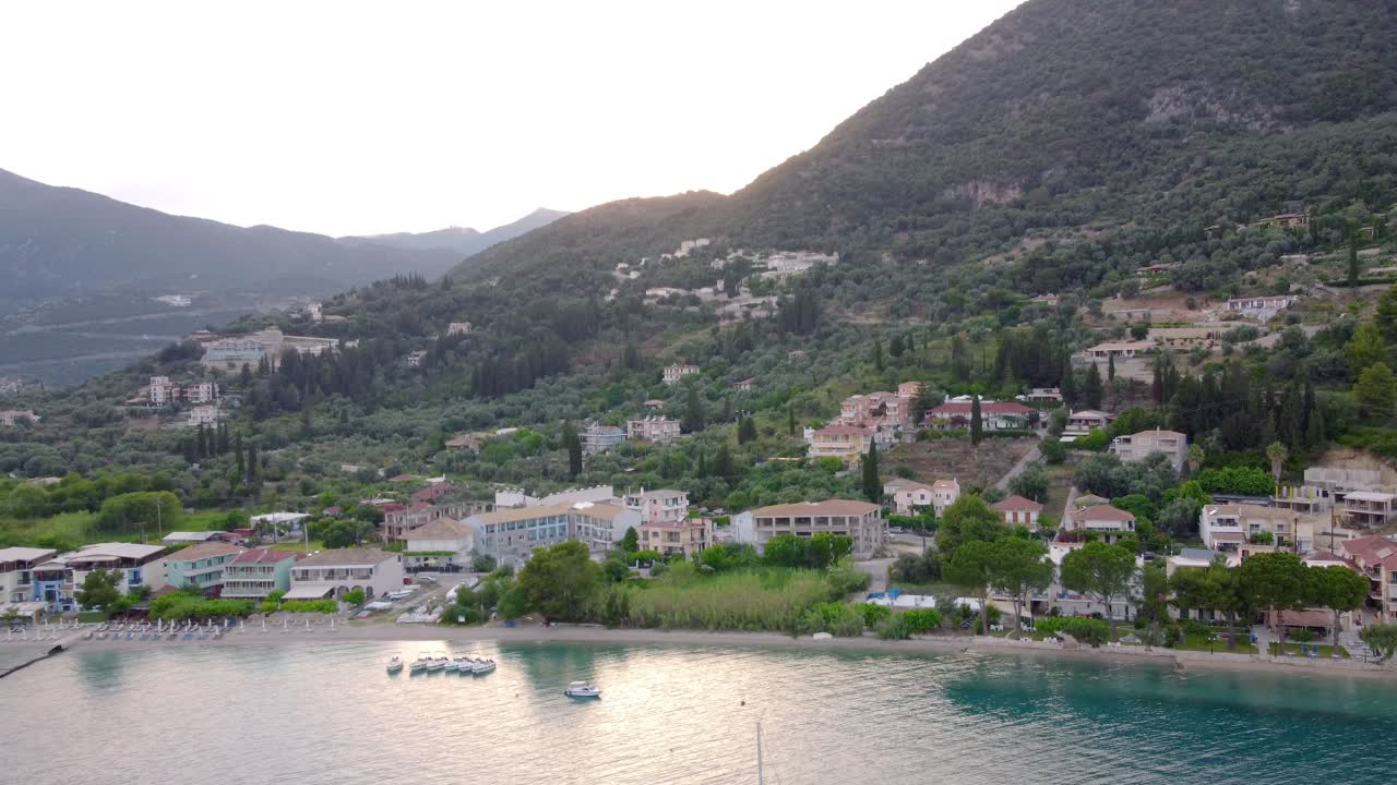 Iconic seaside village and port of Nidrii famous for trips to Ionian islands and nearby beaches, Lefkada island, Ionian, Greece