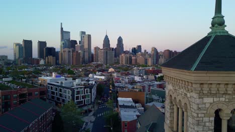 el atardecer del sur de filadelfia, panorama vertical del centro de filadelfia