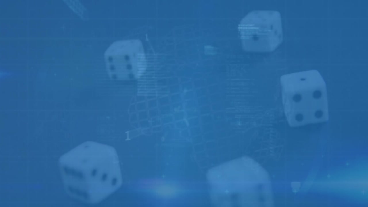 animación del procesamiento de datos y de la ciudad sobre los dados