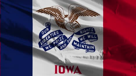 close up of the waving flag of the united states of america state of iowa