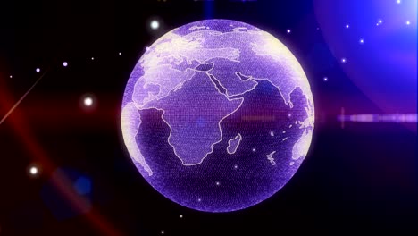 el planeta tierra girando con una llamarada solar púrpura.
