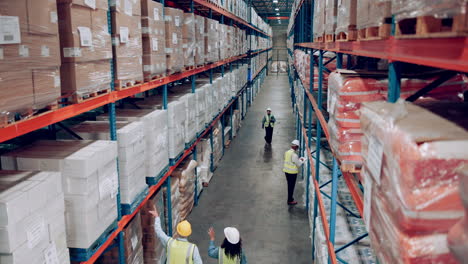 warehouse workers inspecting stock