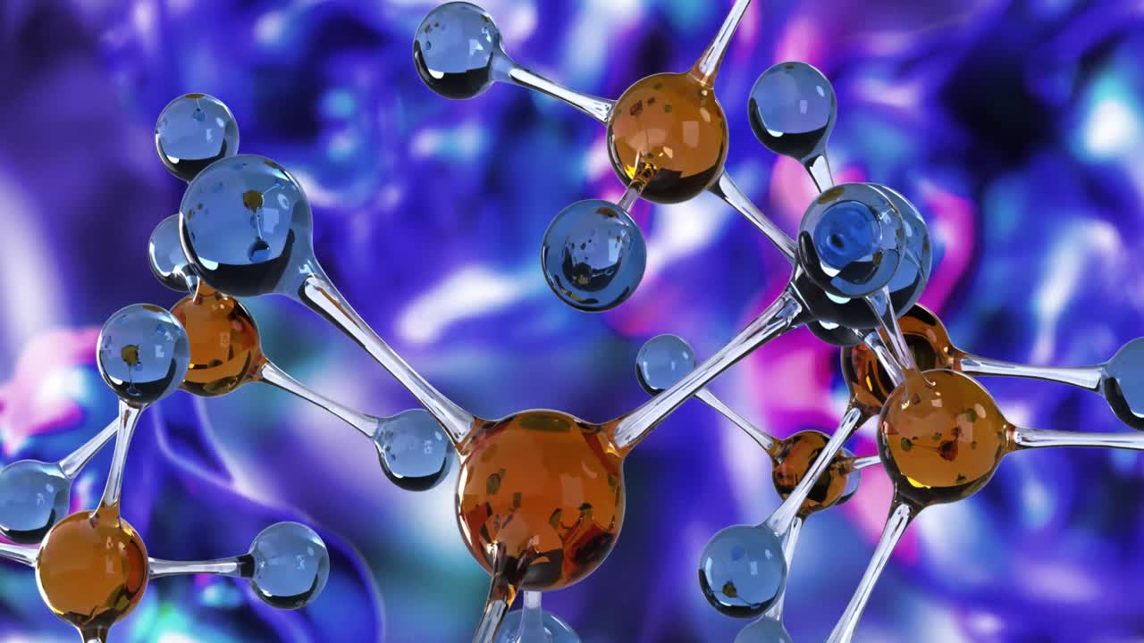 dna 분자의 애니메이션, 빛나는, 다채로운, 액체, 배경