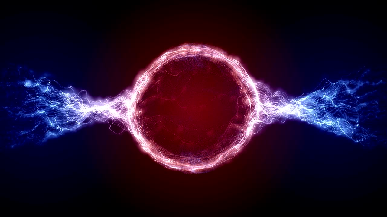 abstracto rojo futurista de ciencia ficción forma circular de plasma con trazos de luz de energía