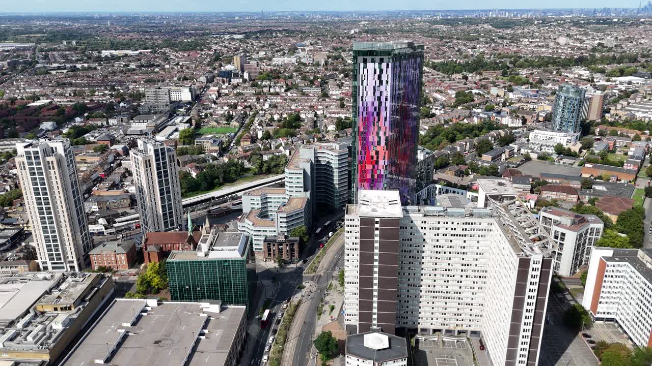 Croydon town centre south London UK drone,aerial Saffron square tower