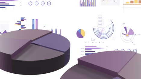 animación de estadísticas y procesamiento de datos financieros sobre fondo blanco