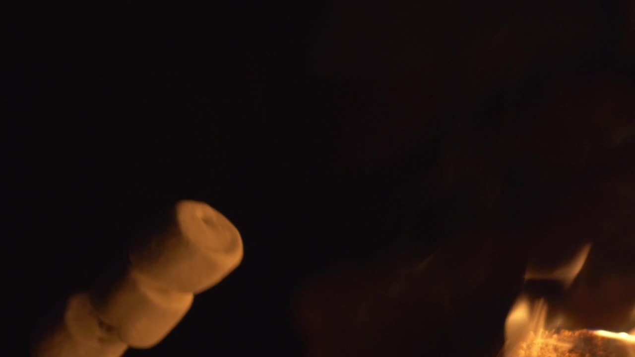 모닥불 위에 구운 달콤한 마시멜로