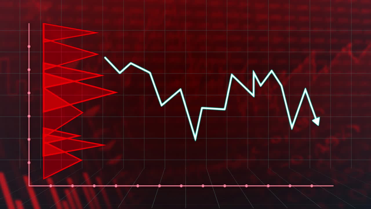 Animation of data processing over red diagrams