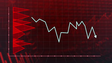 animación del procesamiento de datos sobre diagramas rojos