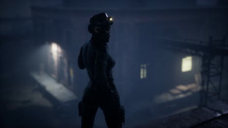 mujer en el estilo de cyberpunk y postapocalypse