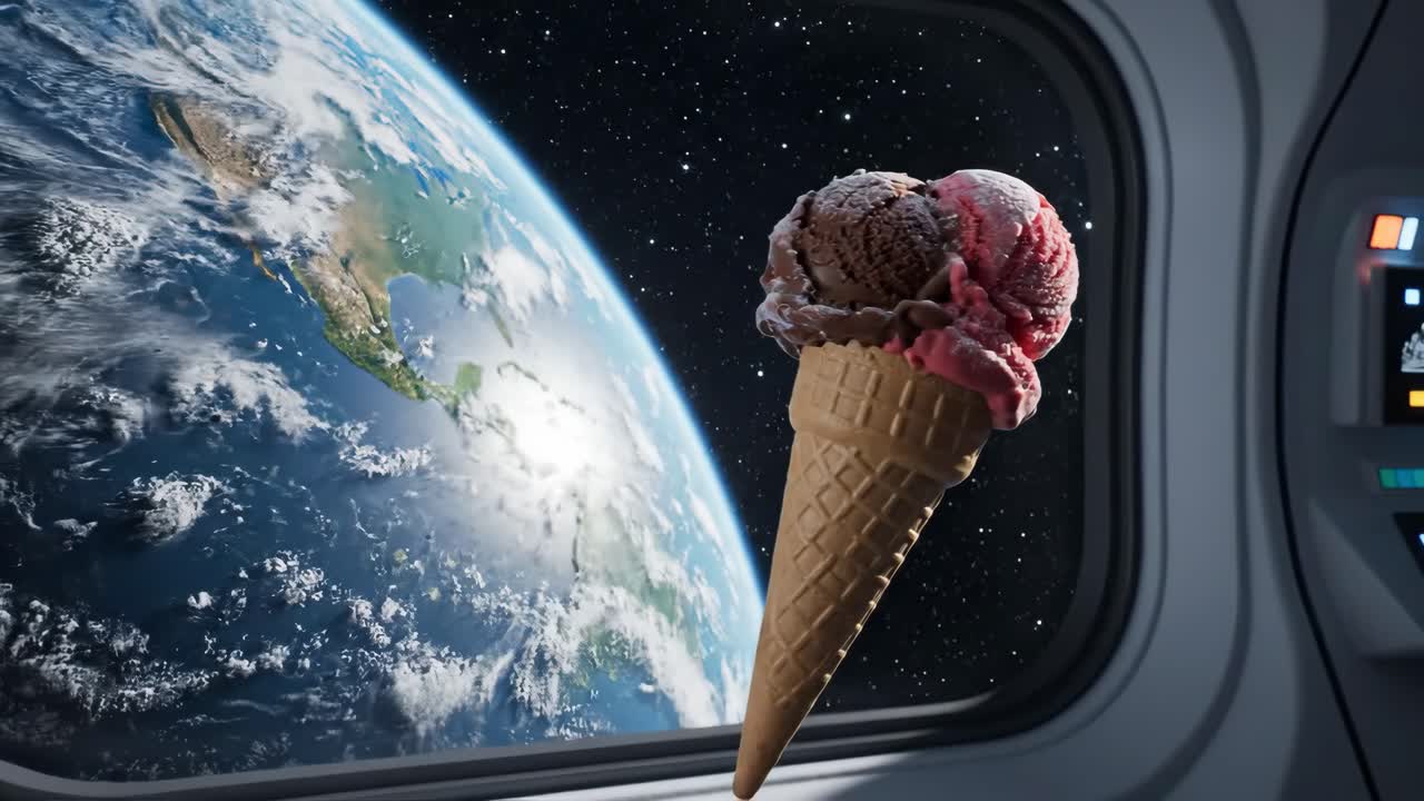 IJs in de ruimte met uitzicht op de aarde