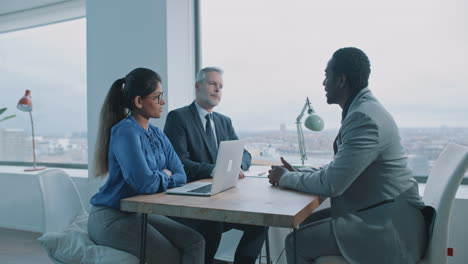 business interview in modern office