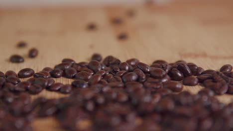 pile of coffee beans slow motion pull back