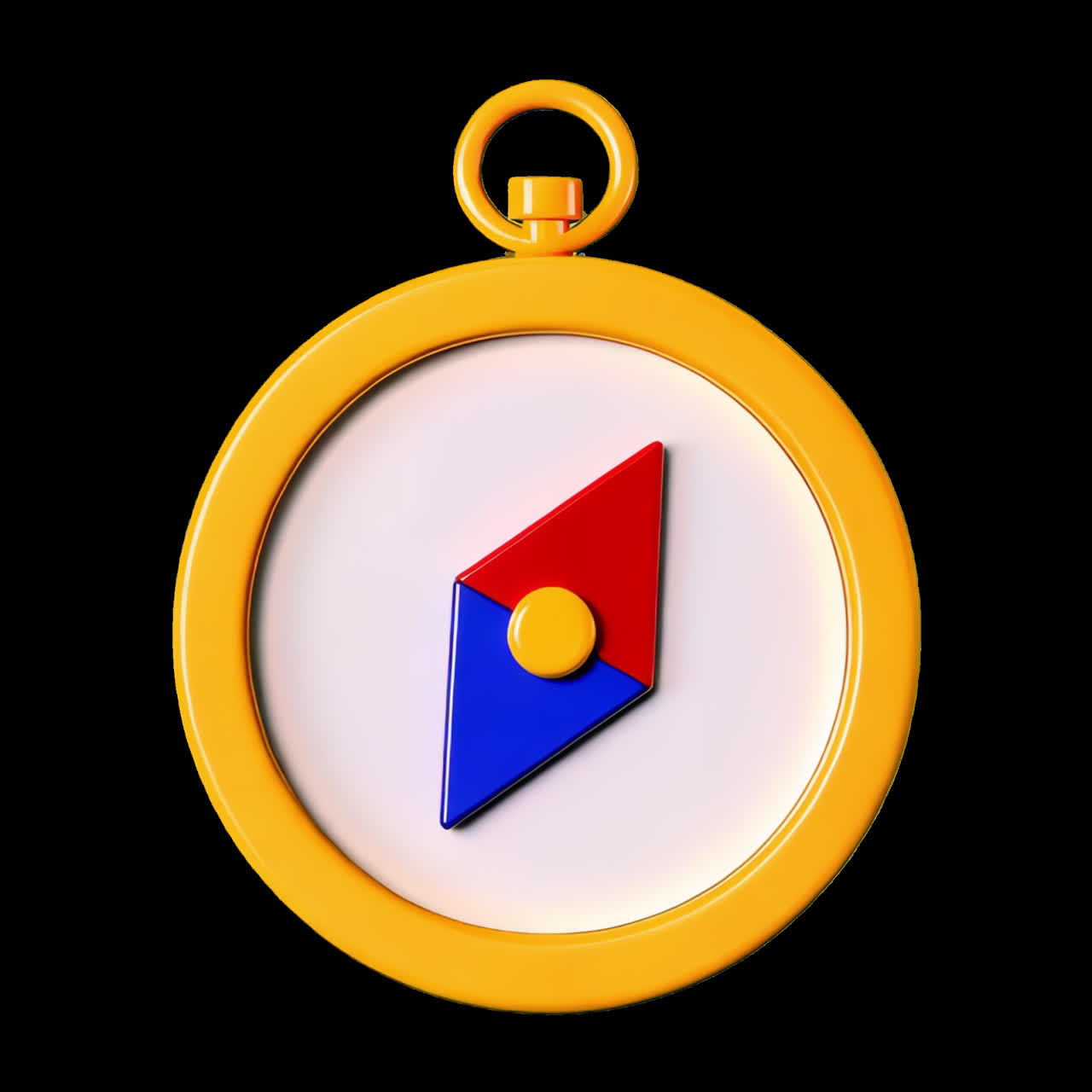 Colorful compass with geometric design animation isolated asset, transparent 4K video, alpha
