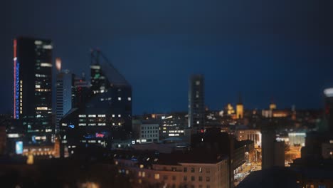 tallinn city with skyscrapers at night.