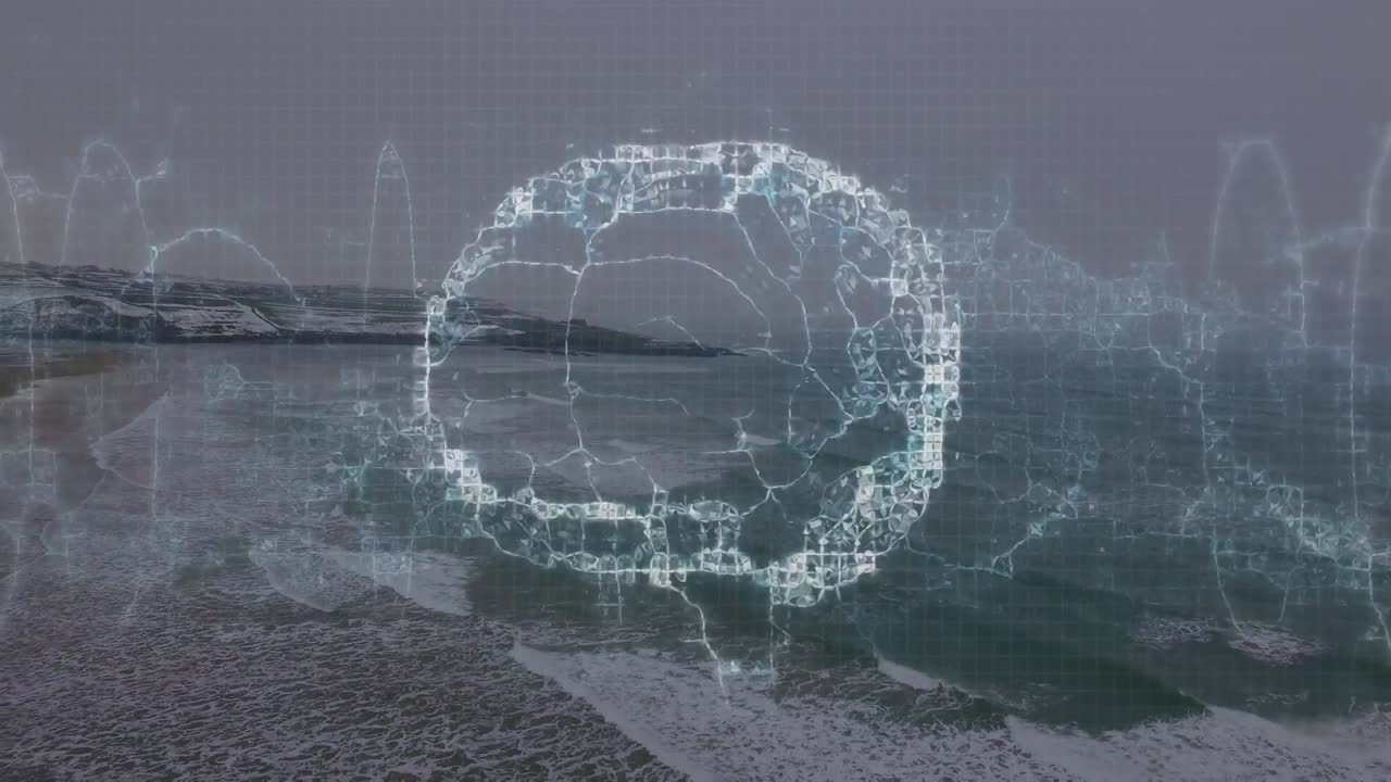 animación del cerebro humano sobre el paisaje marino