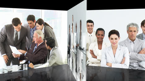 equipo de negocios en el trabajo de montaje