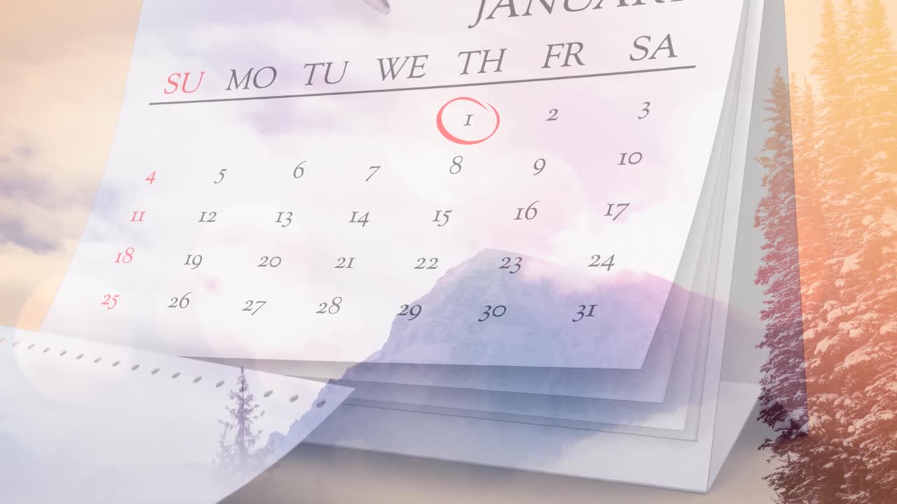 animación de árboles sobre el calendario