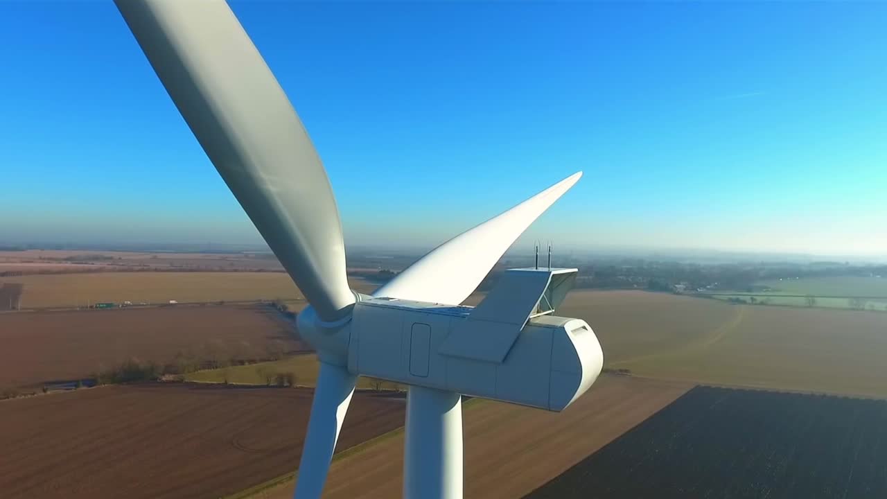 Aerial View of Wind Turbine - Renewable Energy By Wind Power