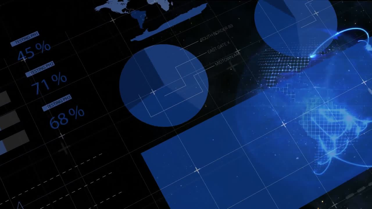 Animation of data processing in blue background