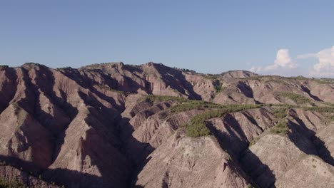european badlands. aerial view. ravines. carcavas. erosion, gullies. desertification. gorafe desert. spain