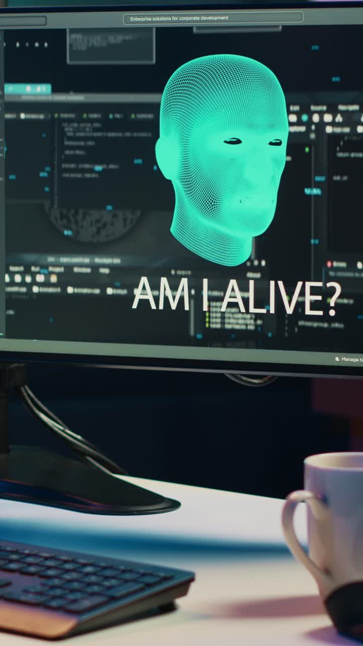 Programmer Drinking Coffee While Working on AI Development