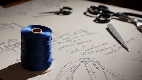 tailor's design sketches and tools