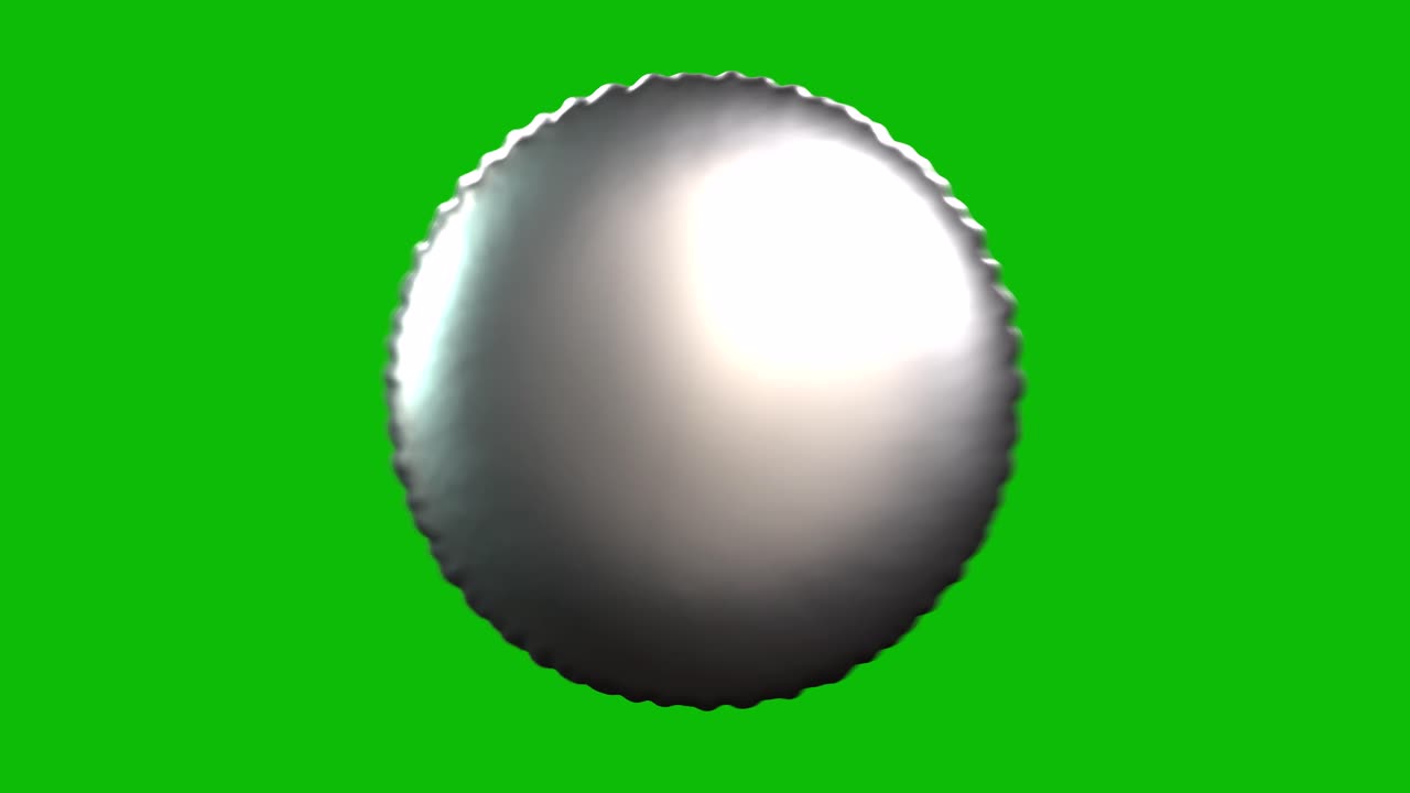 Silver Foil balloon inflates, spins, and reveals on green screen in 3D animation. Ideal for celebrations, parties, birthdays, and video editing projects