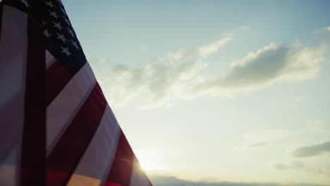 flag united states america in the sky sunset during memorial day celebration