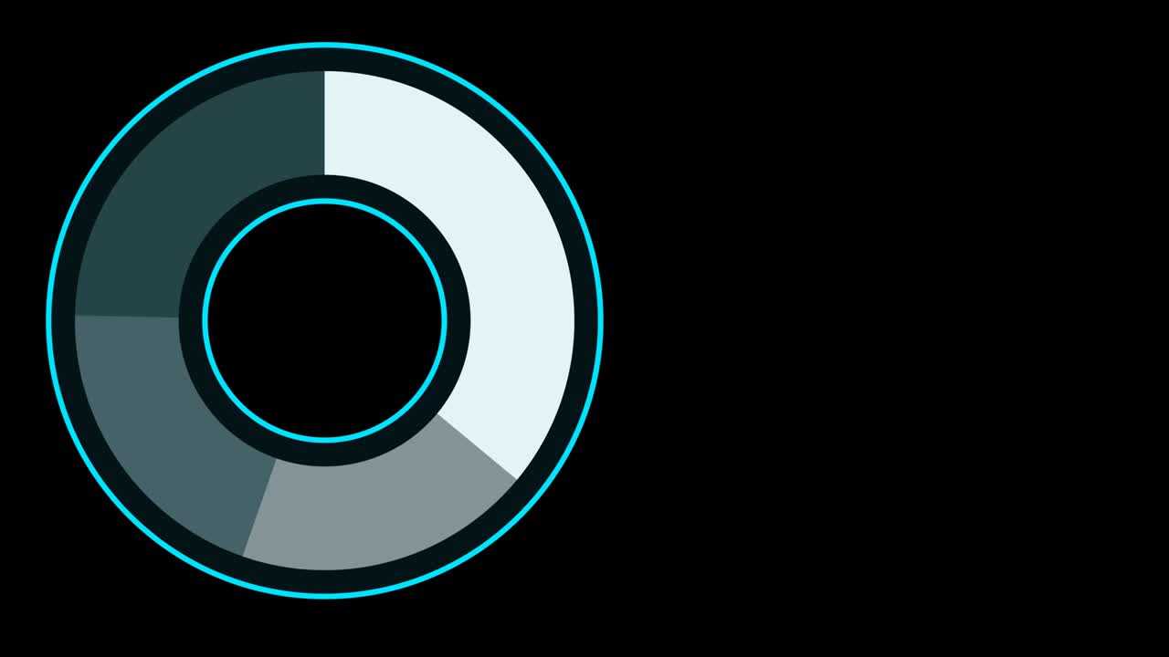 Info graphic four part circle blue black white color tone and blink