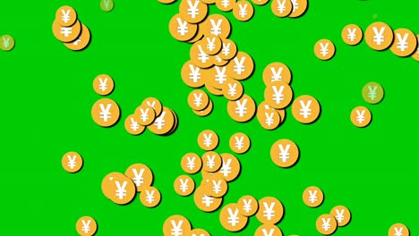 yen japanese dollar coin money animation sign symbol motion graphics drop down on green screen