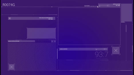 animación del procesamiento de datos en pantalla digital violeta