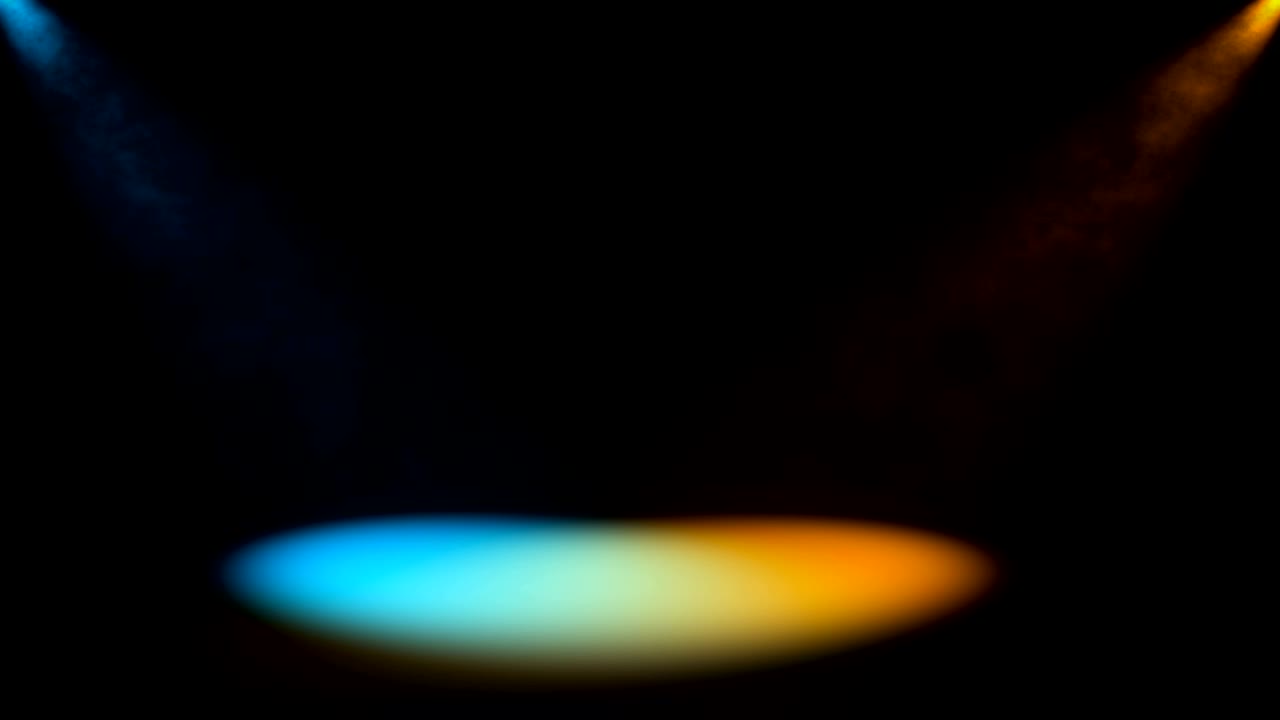Fari luminosi con nebbia. Sfondo digitale astratto