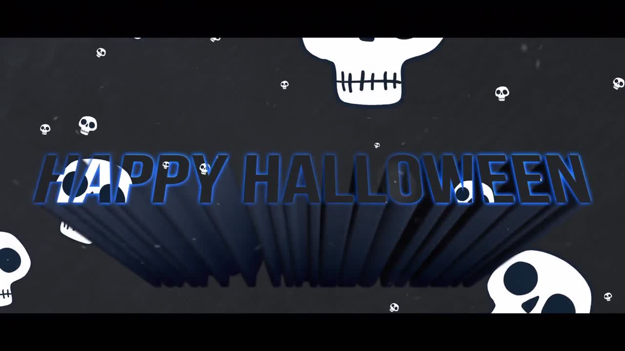 블랙 배경에 할로윈 인사와 두개골의 애니메이션