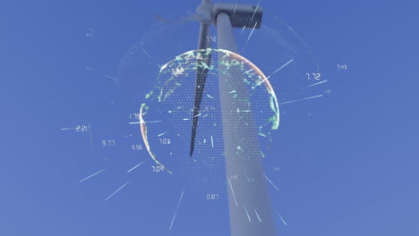 wind turbine and a digital globe