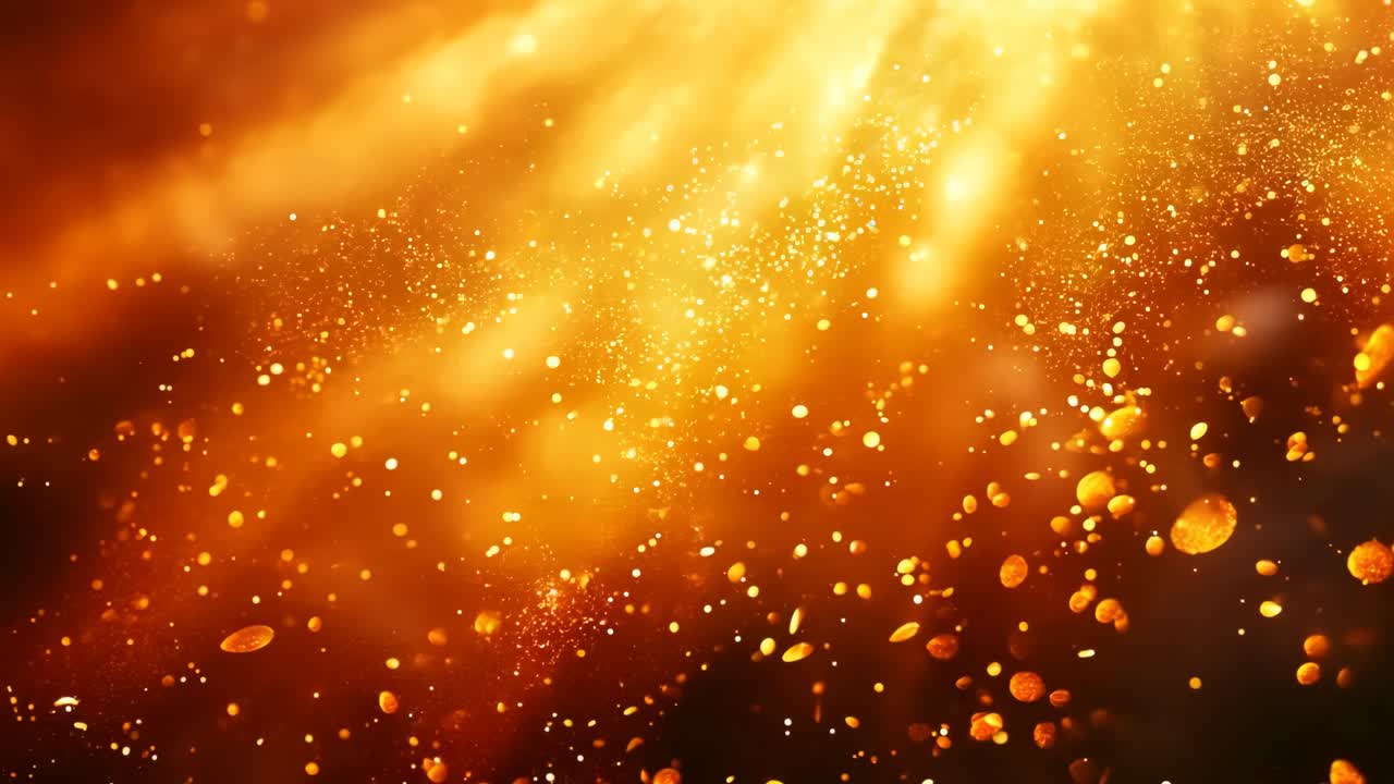 A bright orange background with a lot of small dots. The dots are scattered all over the background, creating a sense of movement and energy. Scene is lively and dynamic, with the orange background