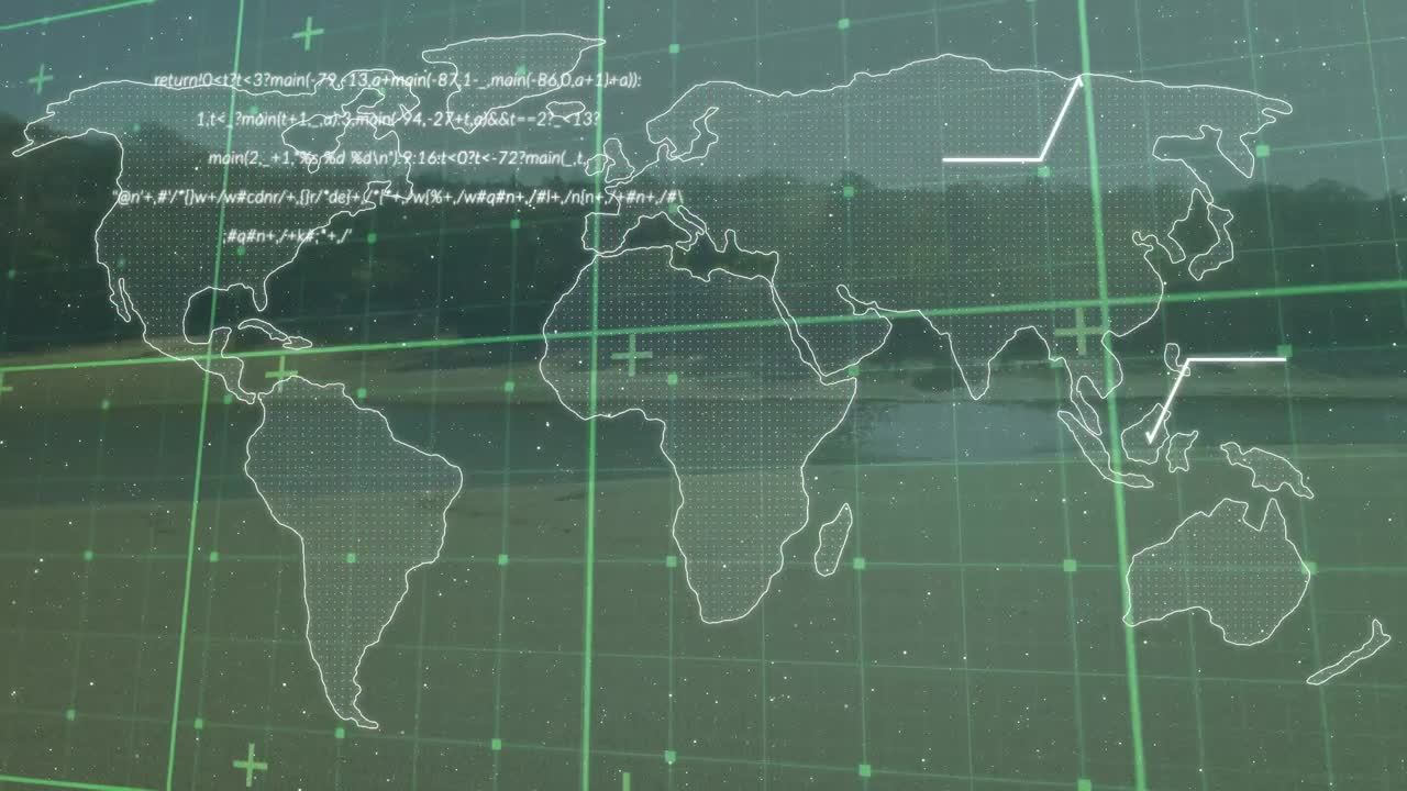 Animation of data processing over world map