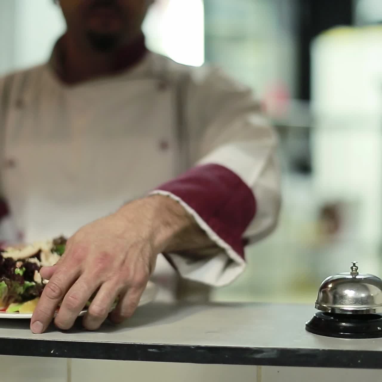 Cook Man Pressing A Bell Indoor