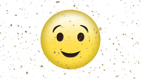 animación del icono de emoji feliz sobre el confeti que cae