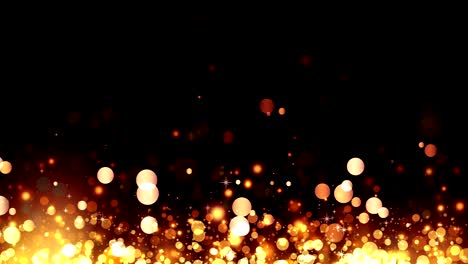 background with shiny golden particles. glittering rising gold particles. beautiful bokeh light background. golden confetti with magical shimmering sparkling light. seamless loop