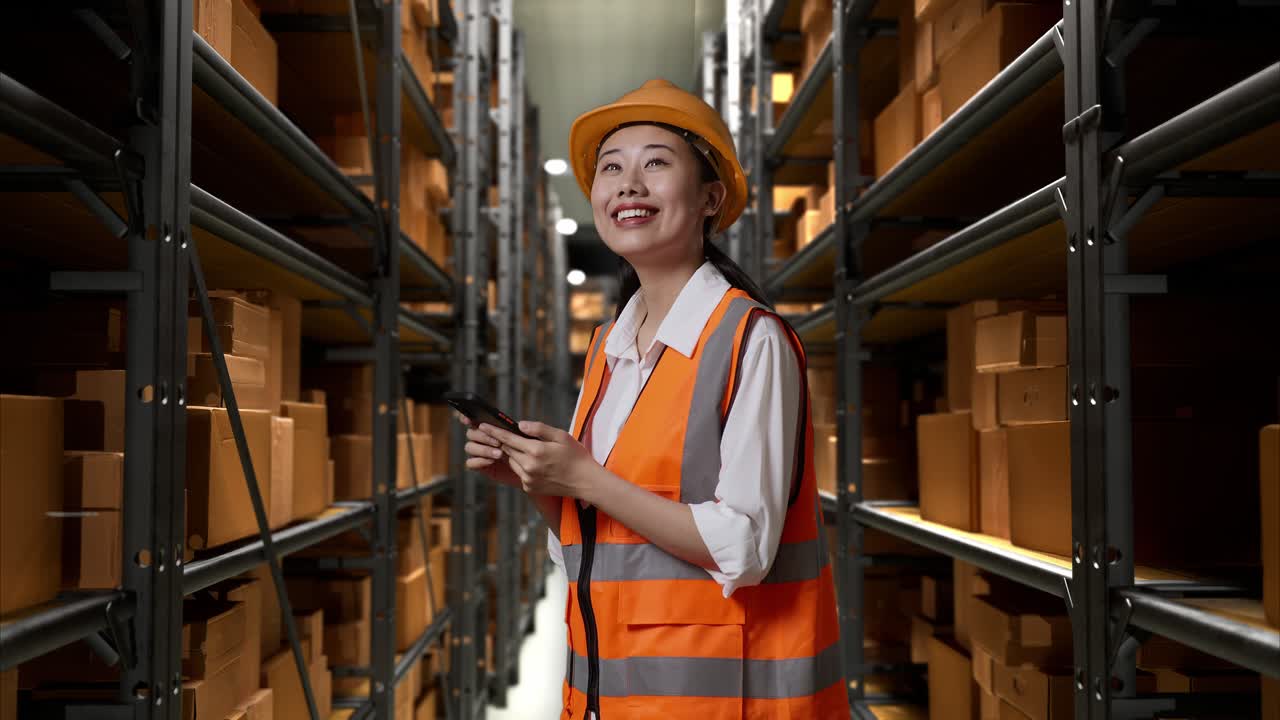 trabajador del almacén escaneando el inventario