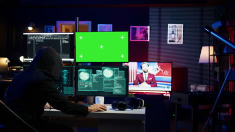 hacker using mockup monitor seeing access denied error message