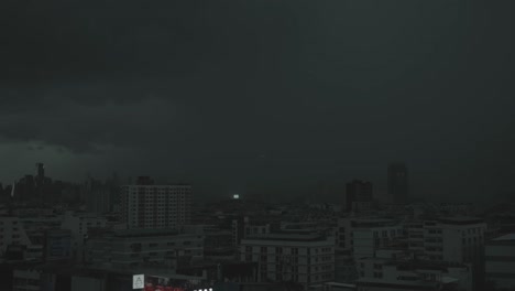 Dramatic-Bangkok-Monsoon-Timelapse-of-Heavy-Downpour-and-Stratonimbus-Clouds-Enveloping-the-City-Skyline,-Thailand