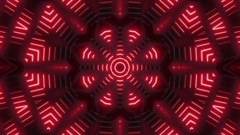 abstract red neon light kaleidoscope pattern