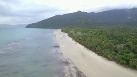 playa de arena blanca con vegetación costera