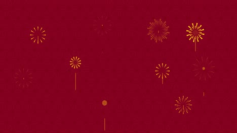 Animation-of-fireworks-on-red-backrgound