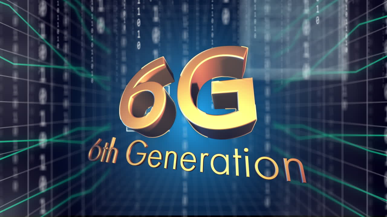 animación de texto 6g, datos binarios y procesamiento de datos en red