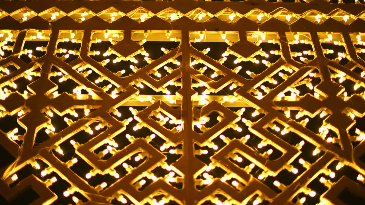 Lighted decoration at the Christmas market at night in Chisinau, Moldova