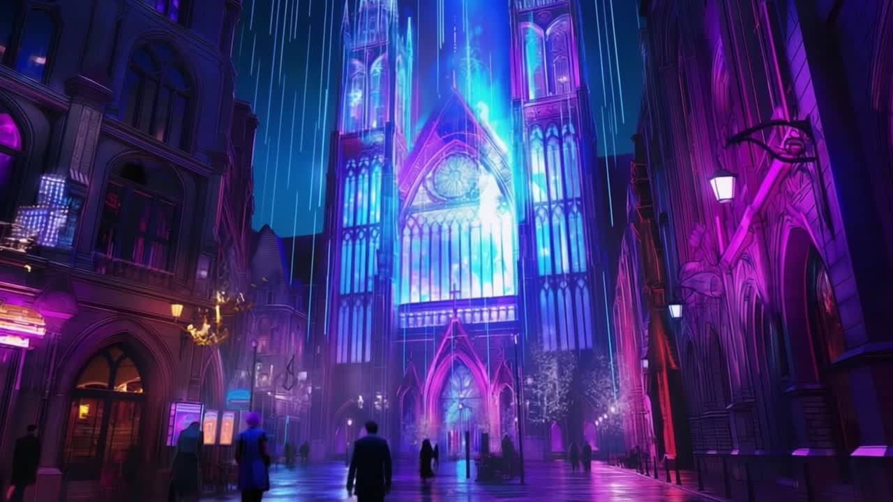 Futuristic Gothic Cityscape at Night