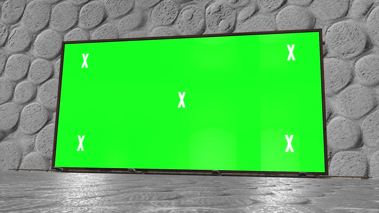 túnel creativo abstracto y pantalla verde modelo de cartelera del canal alfa. neón, bares y tecnología de led púrpura azul, ciencia ficción, renderizado cyberpunk futurista en 3d con marco en blanco.